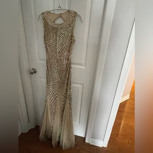 Keyhole floor length sequin dress